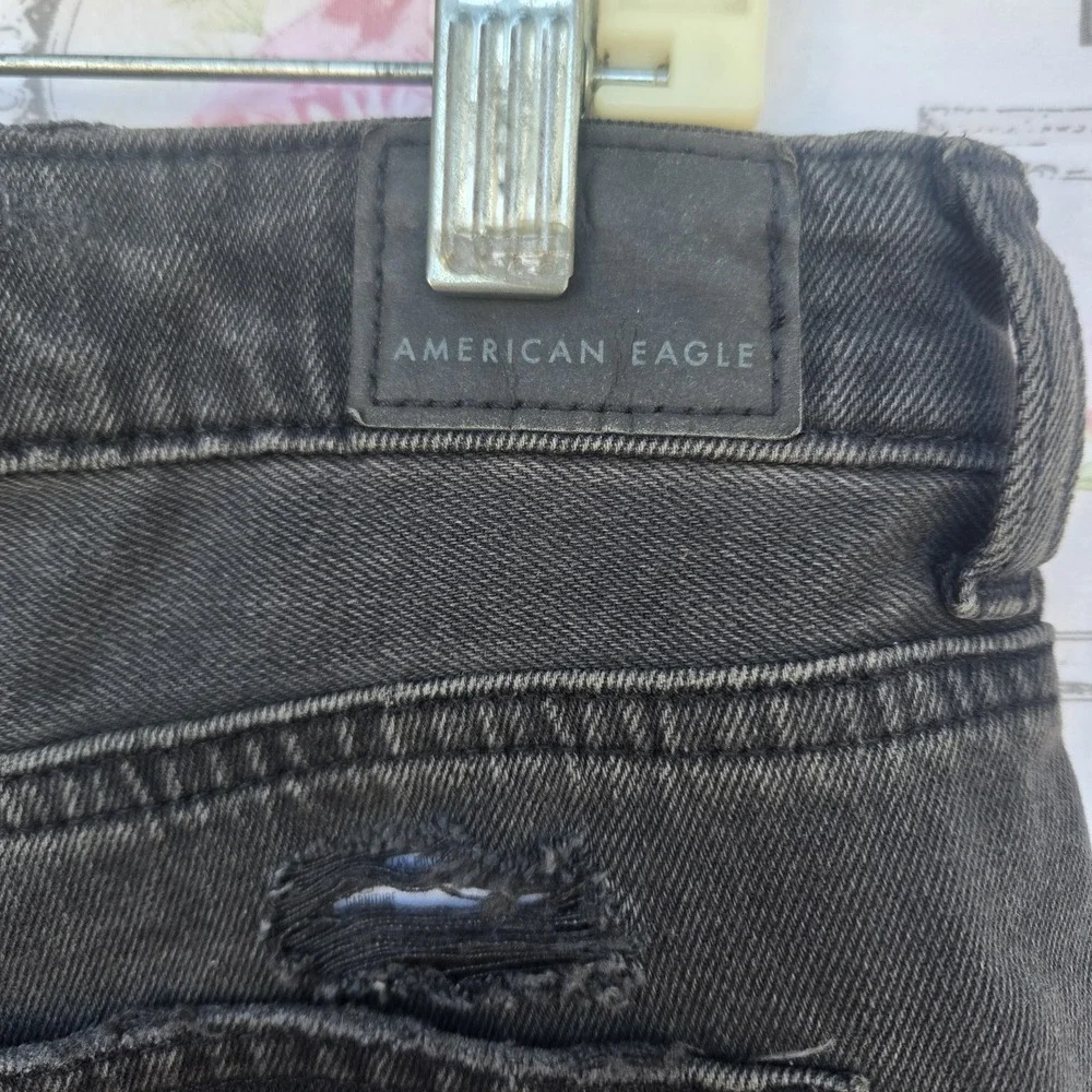 American Eagle Denim Shorts Women's Size 10 Black Highest Rise Baggy Short NWT